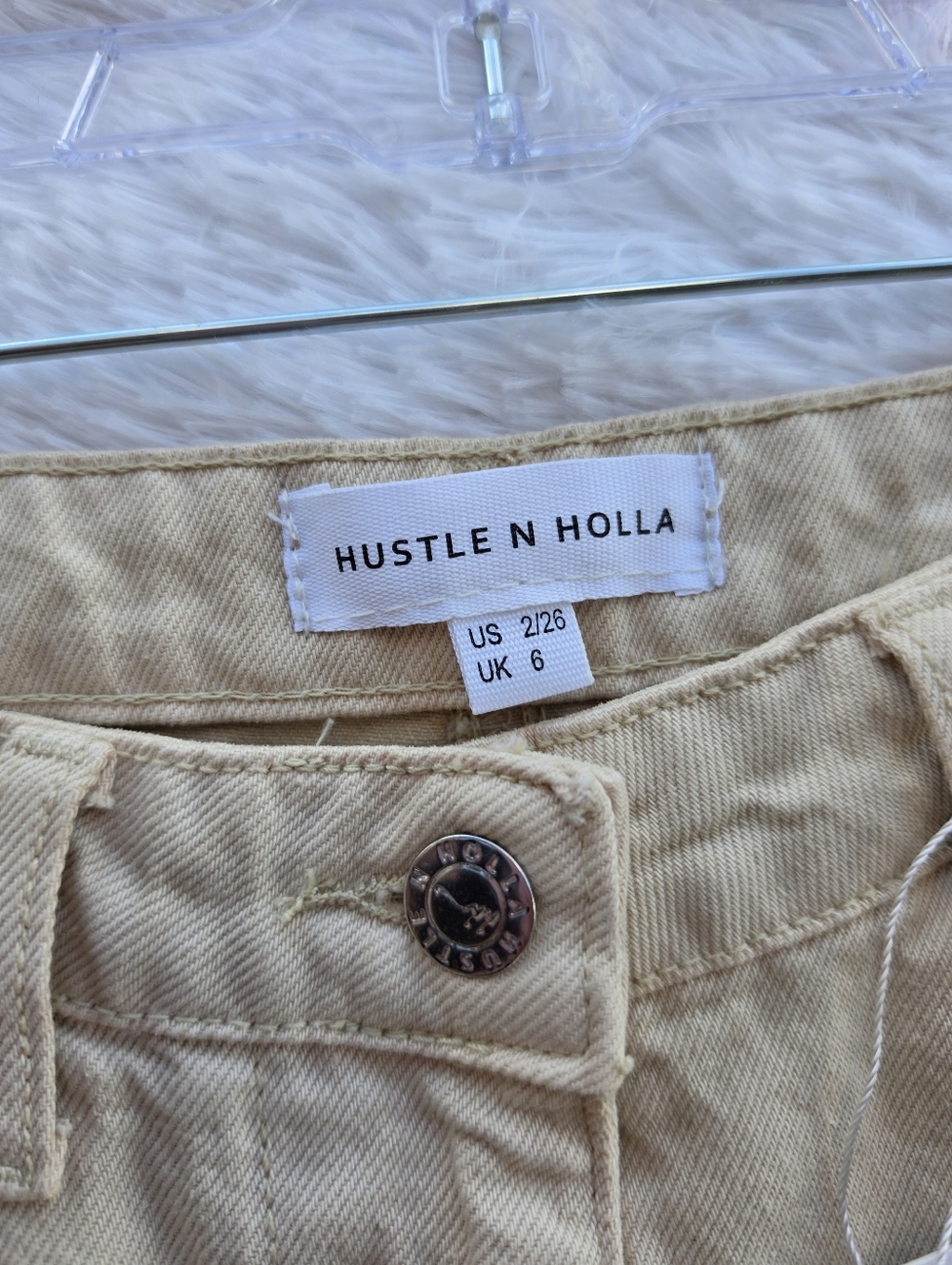Hustle N Holla Kerry High Rise Tan Carpentet Cargo Jeans - Picture 4 of 9